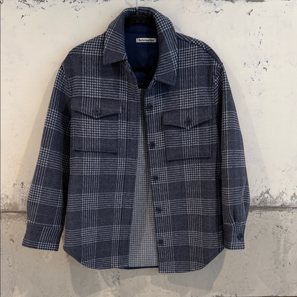 Reformation Blue Plaid Jacket